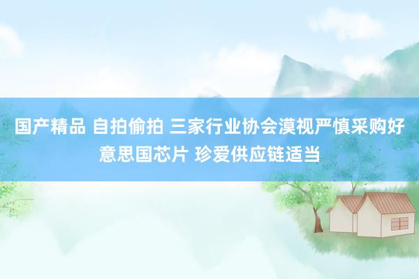 国产精品 自拍偷拍 三家行业协会漠视严慎采购好意思国芯片 珍爱供应链适当