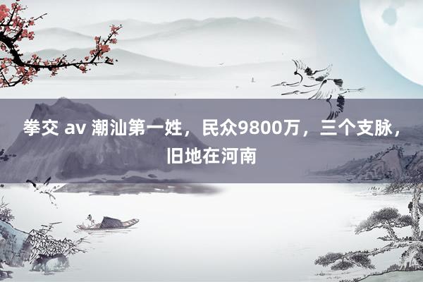 拳交 av 潮汕第一姓，民众9800万，三个支脉，旧地在河南