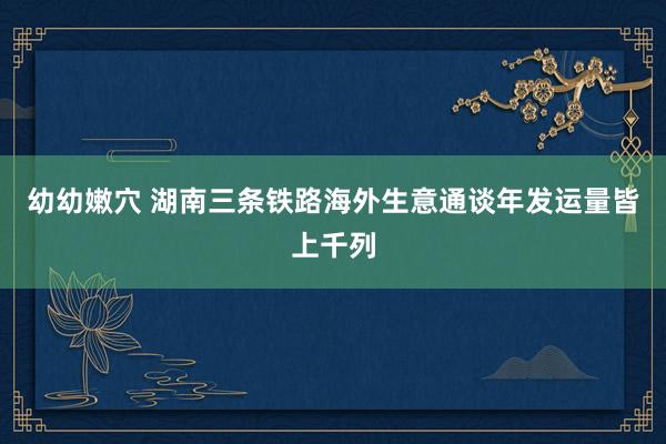 幼幼嫩穴 湖南三条铁路海外生意通谈年发运量皆上千列