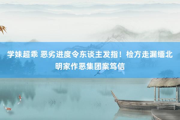 学妹超乖 恶劣进度令东谈主发指！检方走漏缅北明家作恶集团案笃信