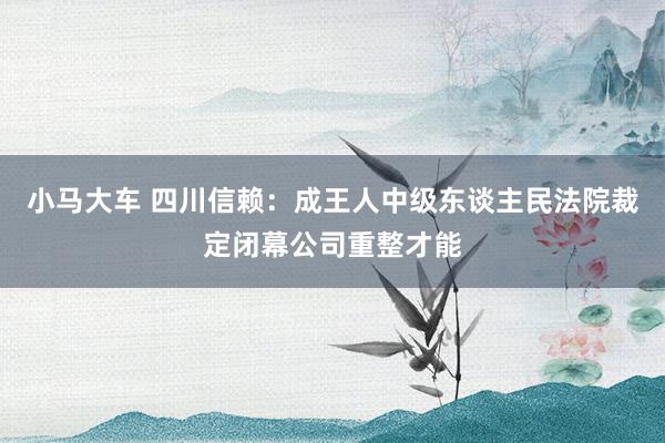 小马大车 四川信赖：成王人中级东谈主民法院裁定闭幕公司重整才能
